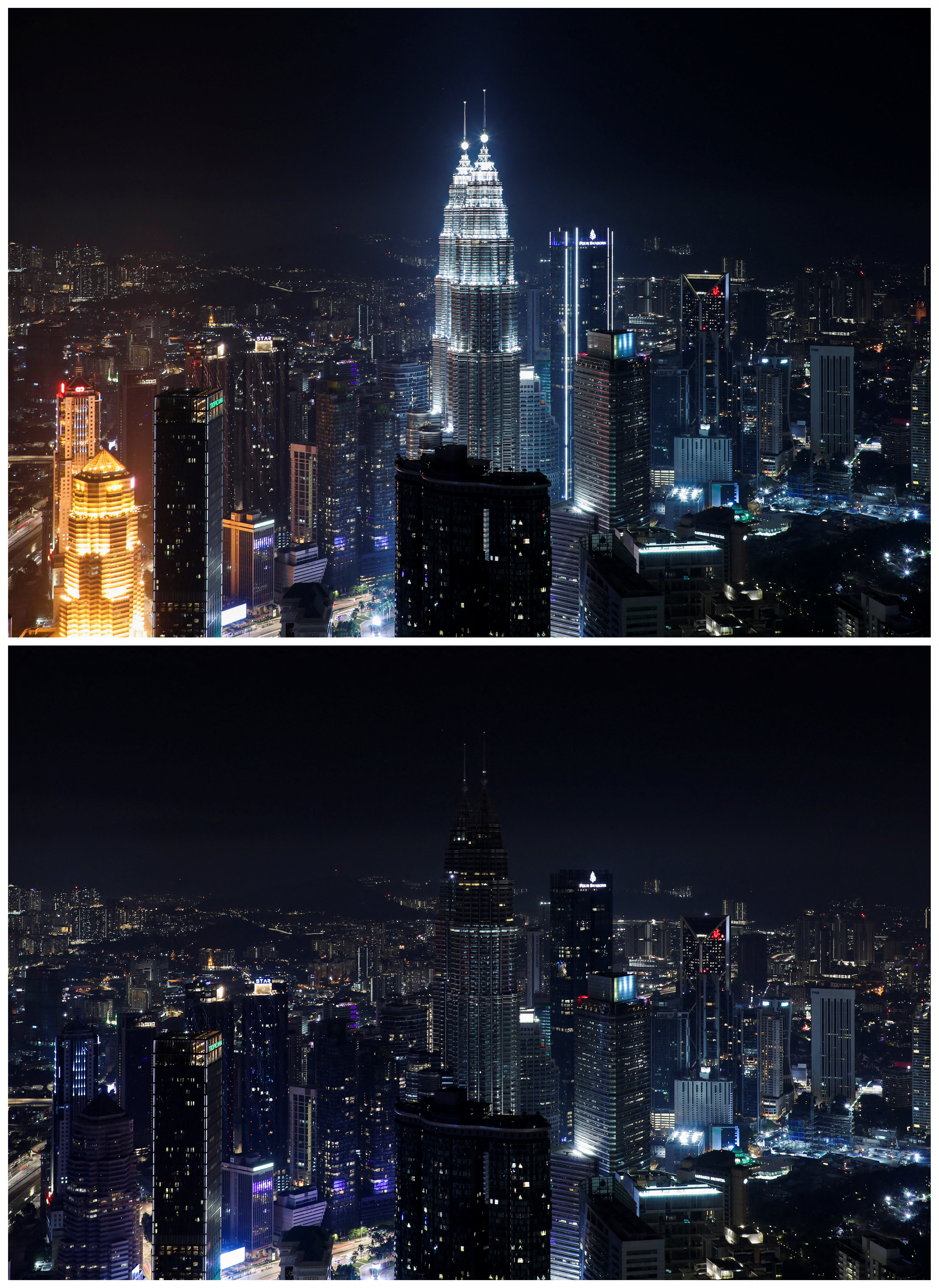 Kuala Lumpur darkened its buildings on the occasion of Earth Hour (Reuters / Hasanour Hussain)