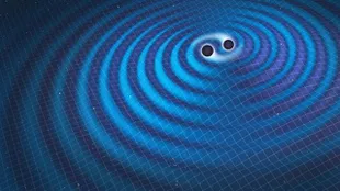 Gravitational waves travel through spacetime like the ripples of a lake.