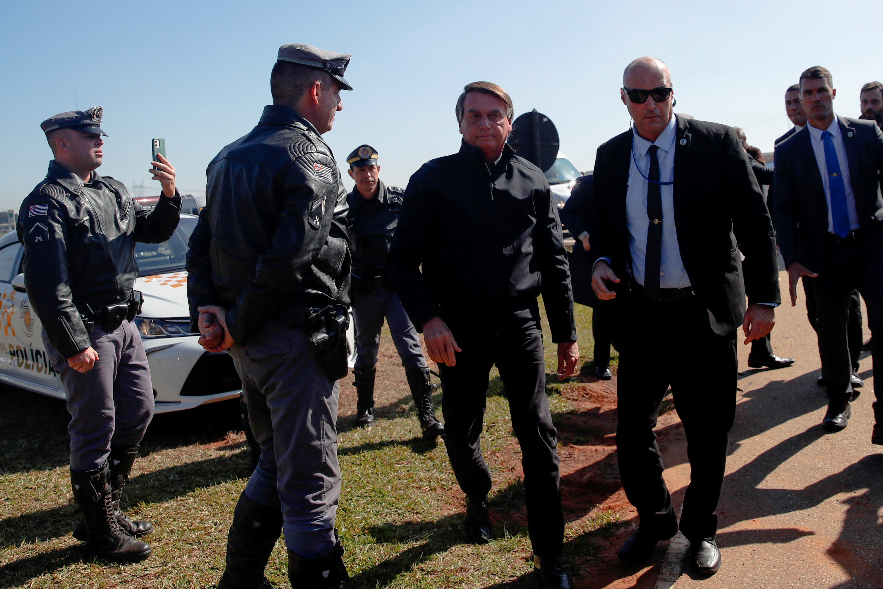 Bolsonaro arrives at the meeting with Elon Musk in Sao Paulo REUTERS / Amanda Perubelli