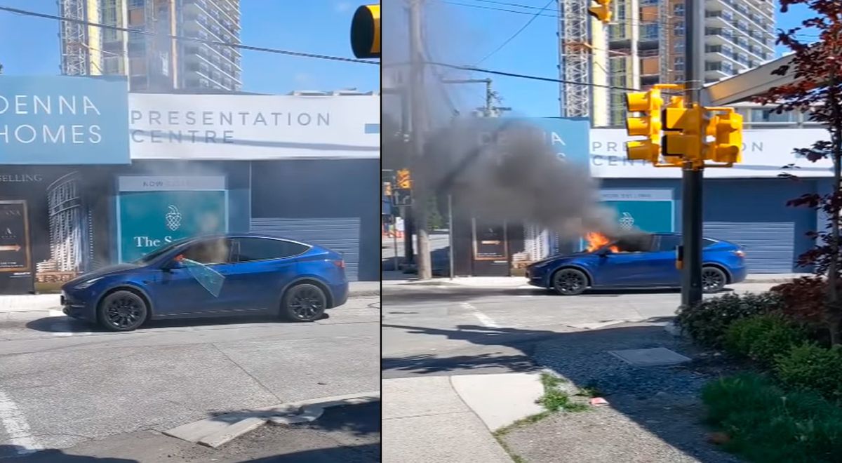 Canada |  Tesla crashes and catches fire with driver inside |  Globalism