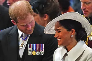Harry and Meghan, during the ceremony at St Paul's Cathedral