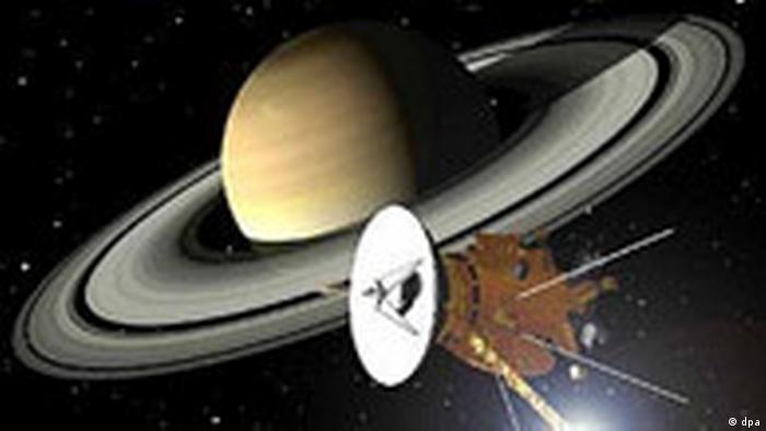 Illustration of Cassini and Saturn