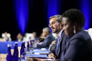 Santiago Cafiero speaks at the Summit of the Americas Foreign Ministers Meeting
