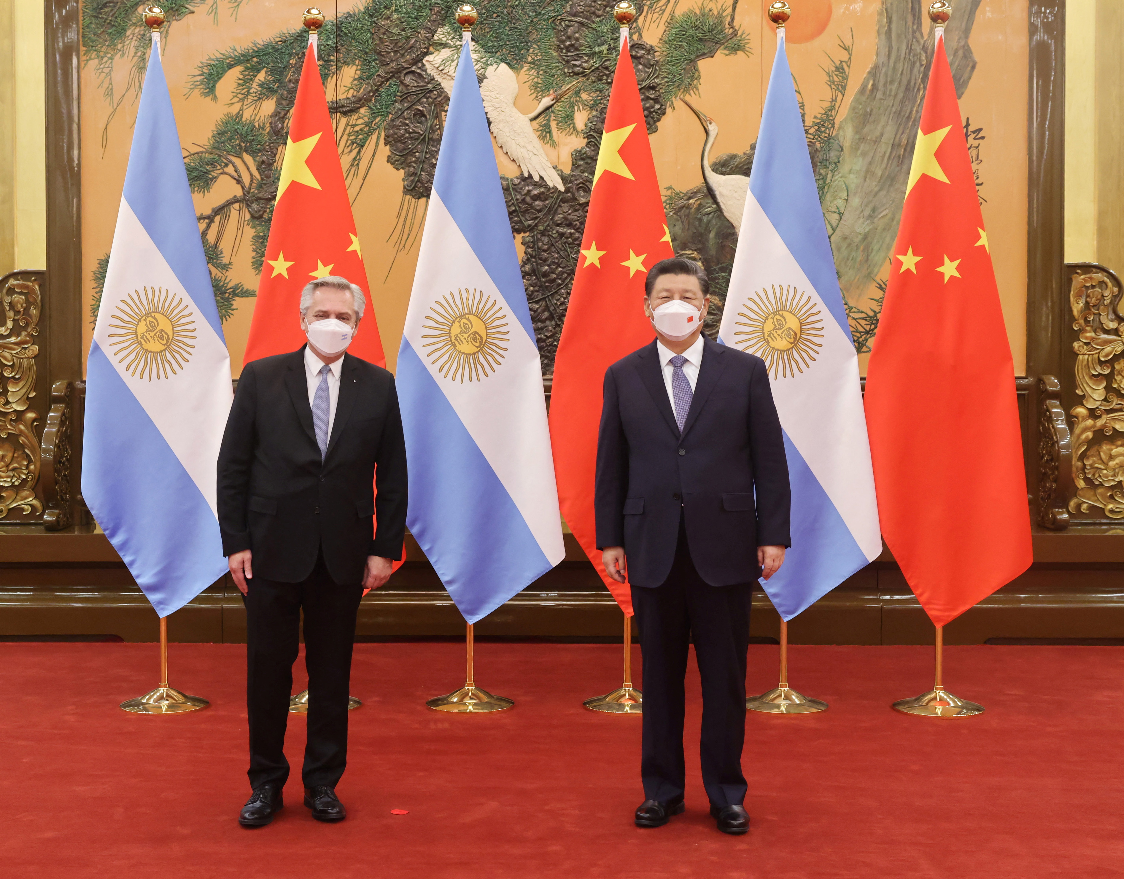 Alberto Fernandez and Xi Jinping, during the President's visit to China last February