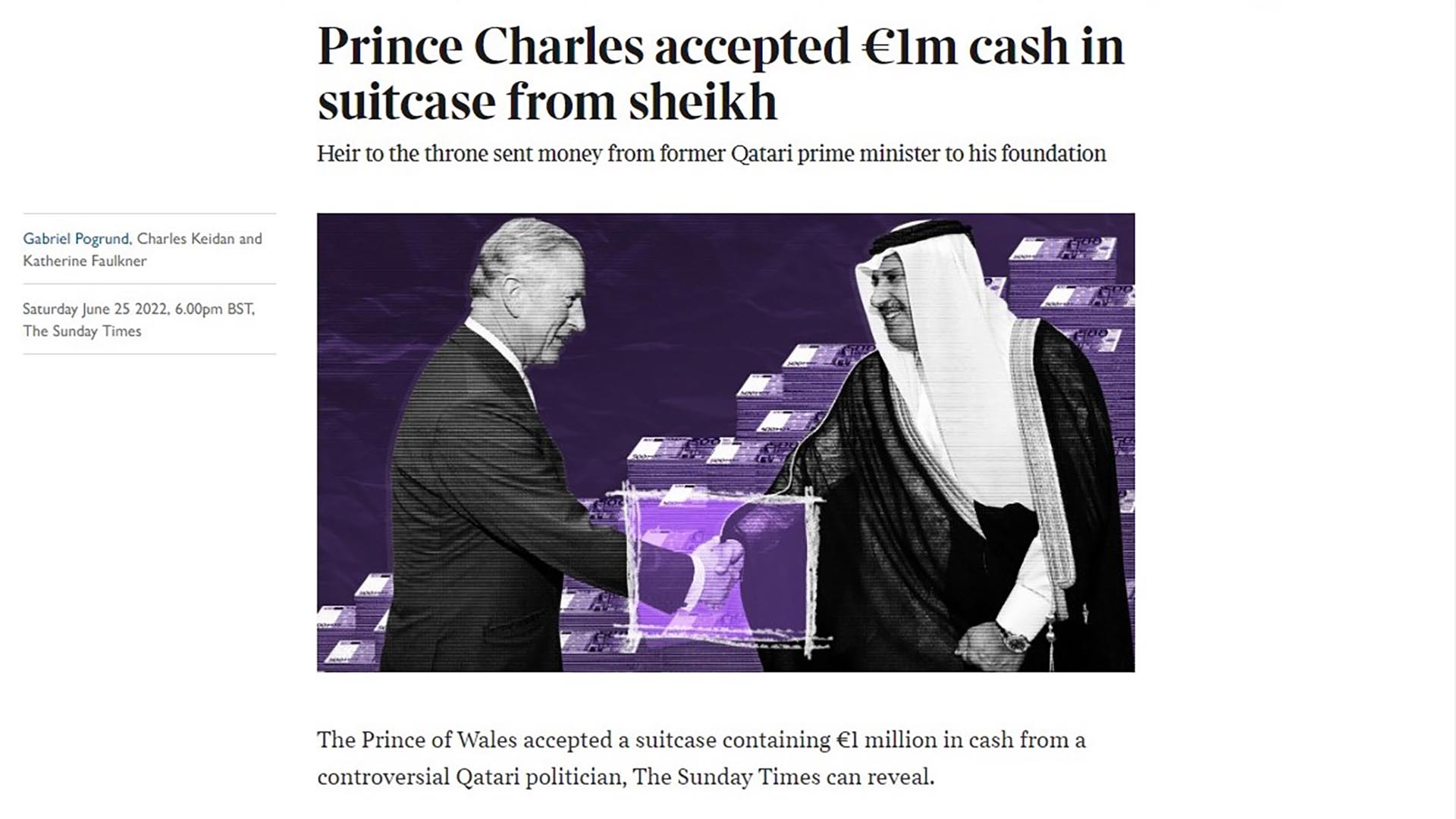 The Sunday Times published the payments received by Prince Charles