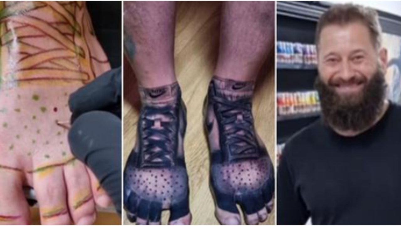 UK: Man is tired of buying sneakers and getting tattooed |  Photo