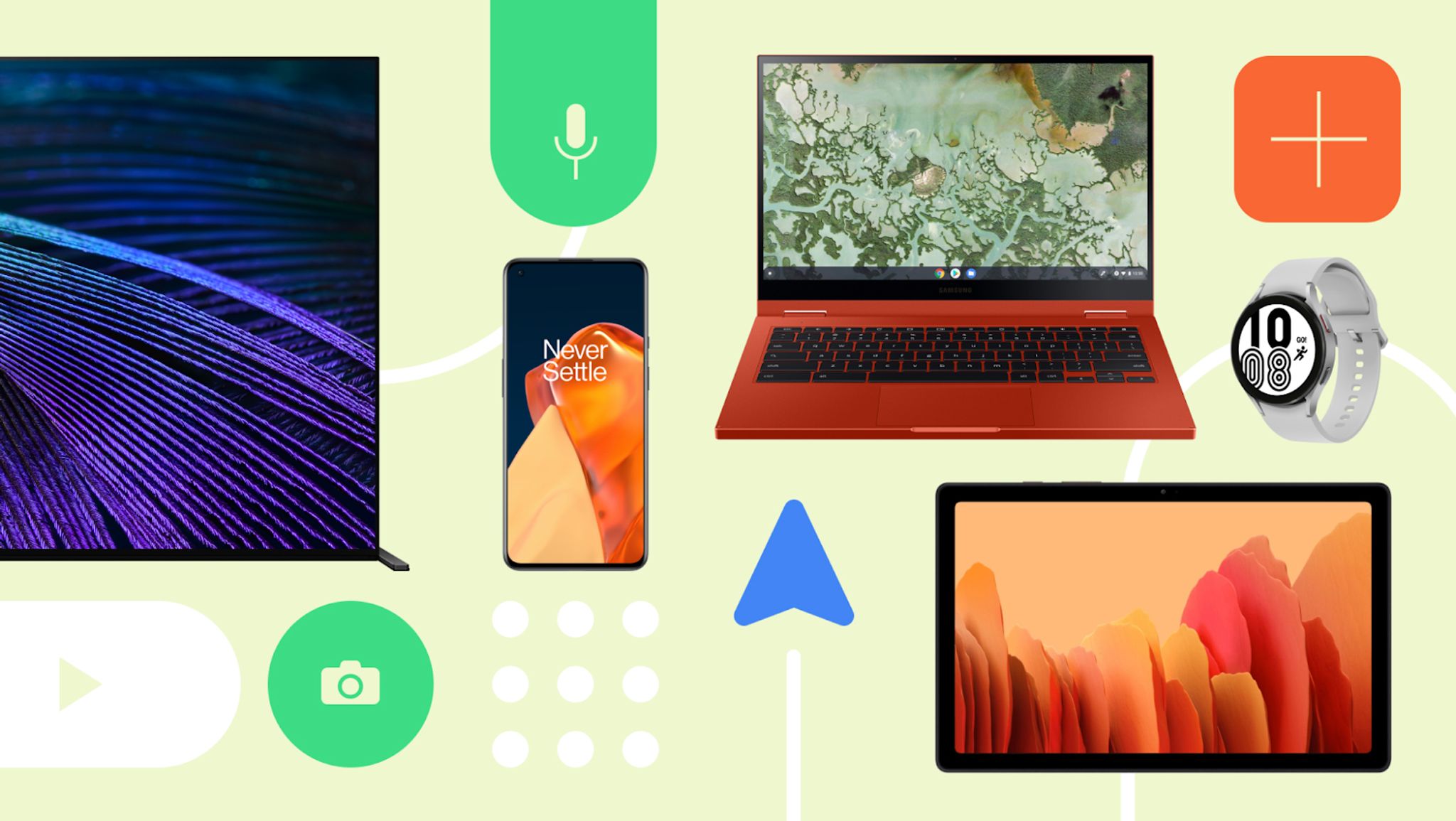 Android adds features that Apple already introduced this year, such as quick pairing of headphones with Chromebook, Google TV, or other Android TV devices.  Photo: google / d 