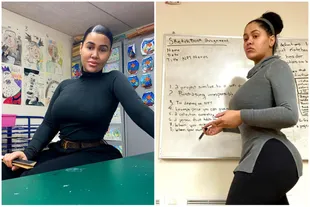 A New Jersey teacher has been criticized by parents for the way she is dressed