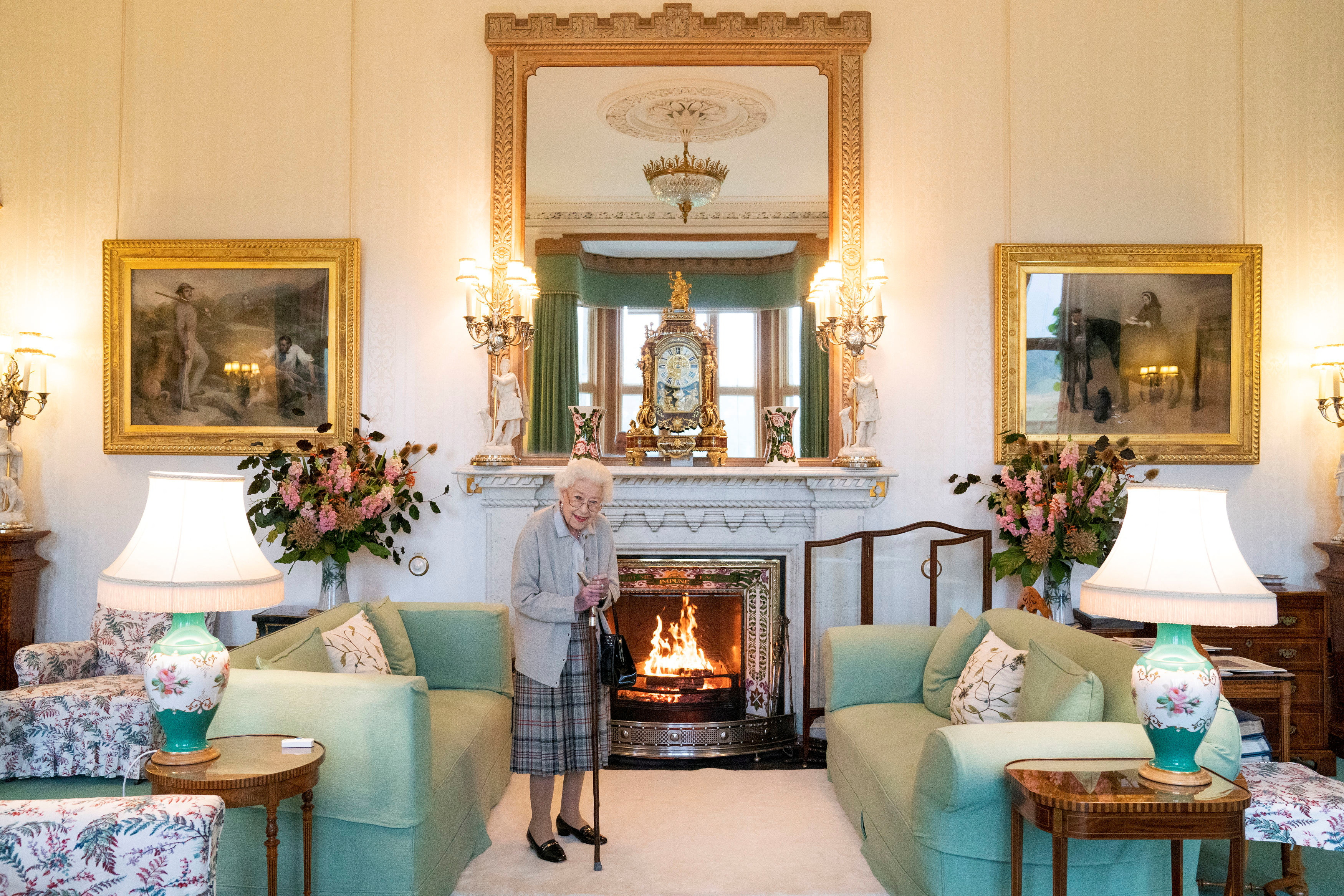 Queen Elizabeth in the drawing room at Balmoral Castle, shortly before receiving a visit from Liz Truss (Jane Barlow/Paul via Reuters)