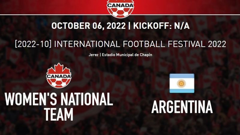 The Canadian women’s team will play two matches in Chapin on October 6 and 10