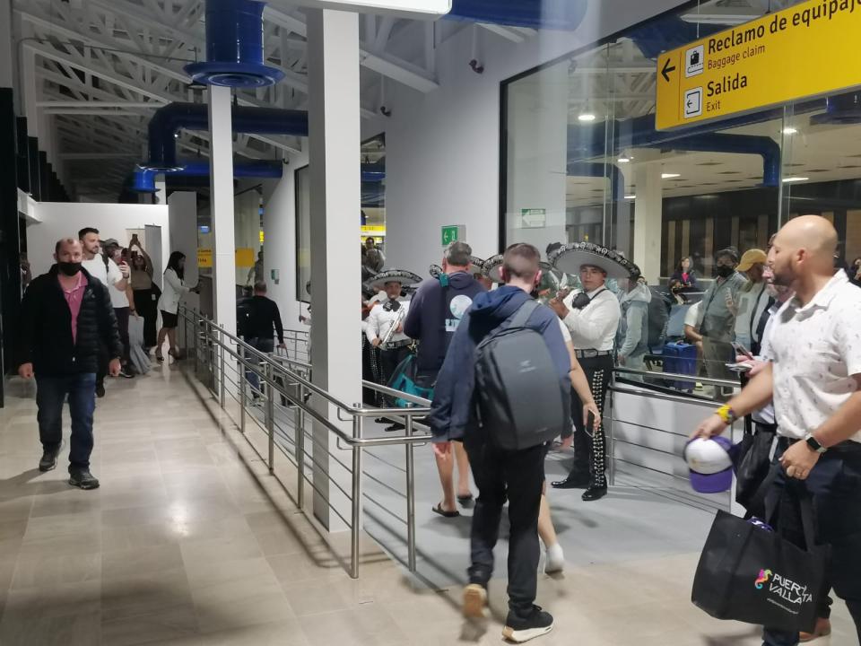 Tourists from Vancouver, Canada arrive at Puerto Vallarta International Airport