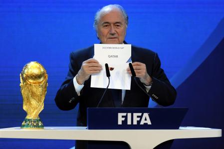 FILE - FIFA President Sepp Blatter announced that Qatar will host the 2022 FIFA World Cup on Thursday, December 2, 2010 during the FIFA 2018 and 2022 announcement in Zurich, Switzerland.  Former FIFA president Sepp Blatter said on Tuesday, November 8, 2022, that choosing Qatar to host the World Cup was a mistake 12 years ago (AP Photo/Keystone/Walter Bieri, File)