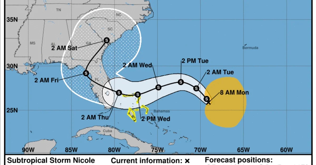 East coast of Florida under hurricane and storm warning